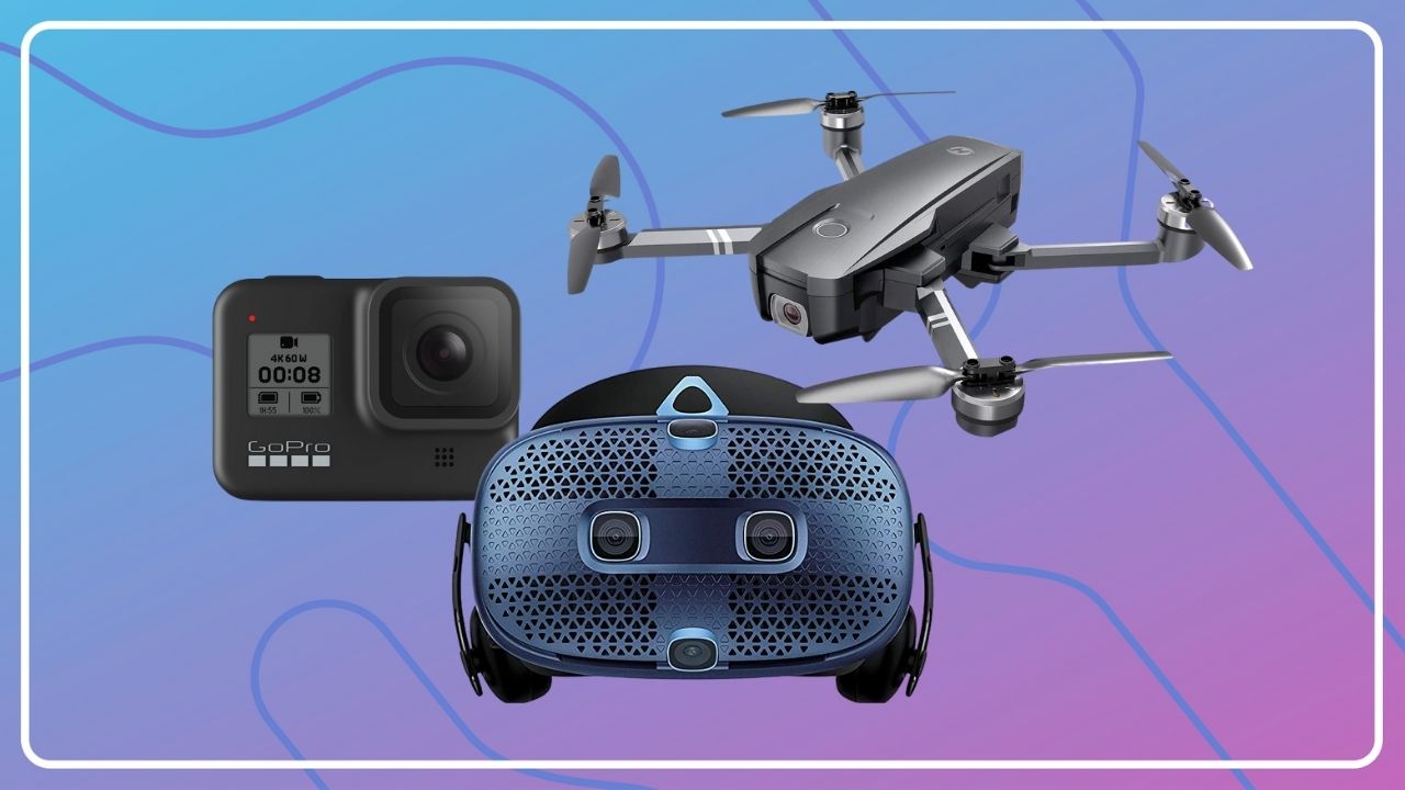 go pro, vr headset, drone