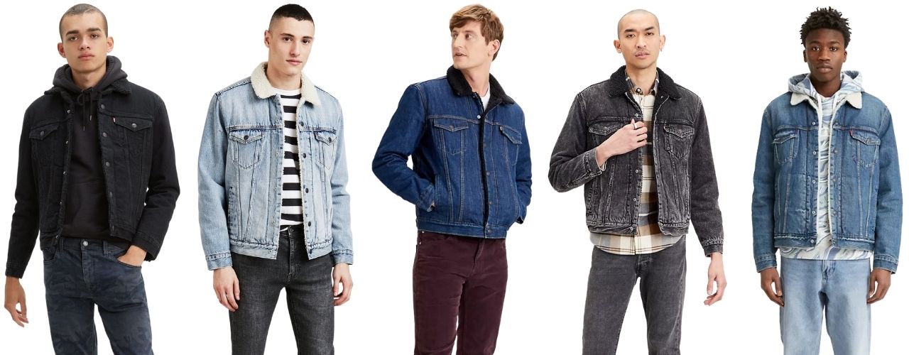 sherpa trucker jackets on models
