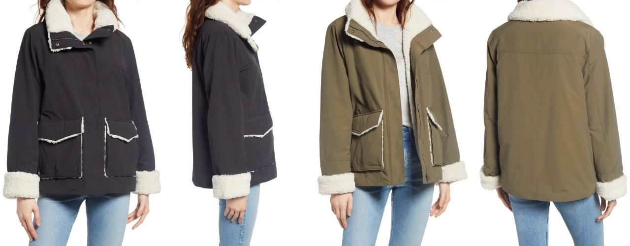 shearling barn jacket on models