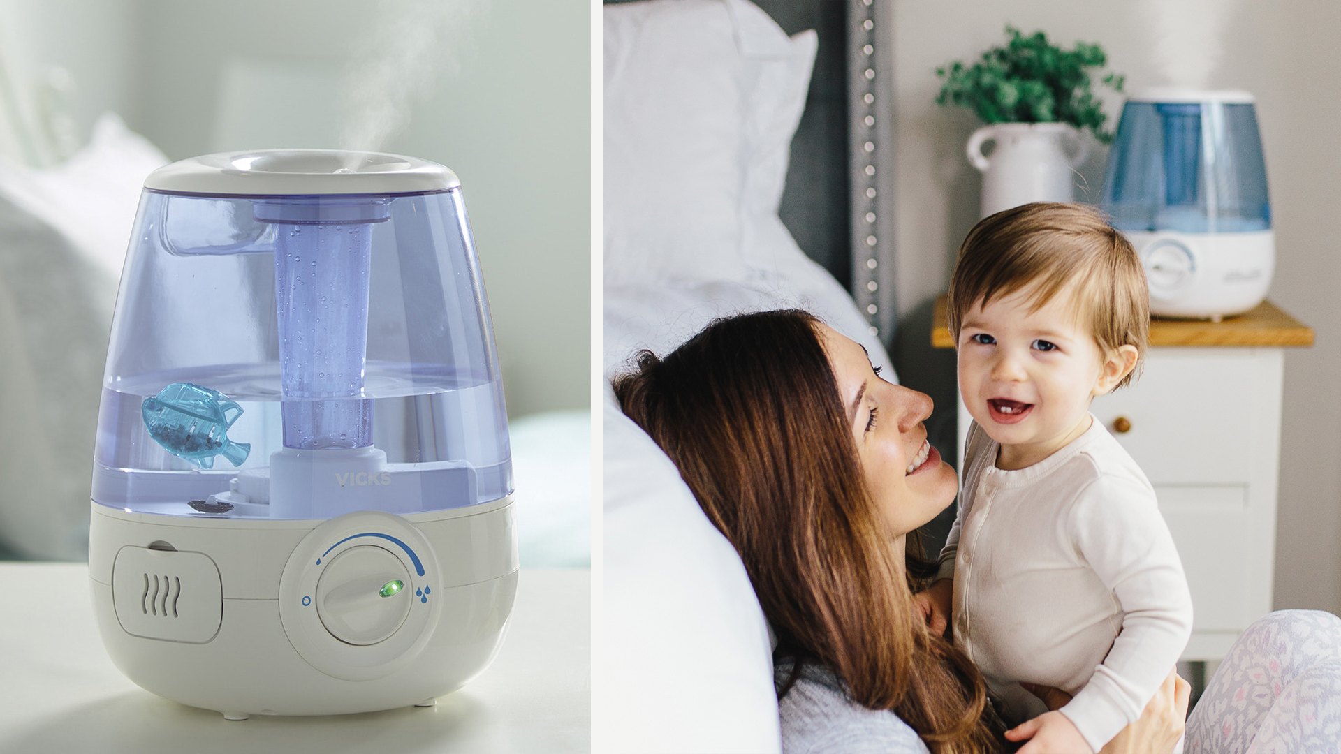 Vicks Filter-Free Ultrasonic Cool Mist Humidifier mother and child