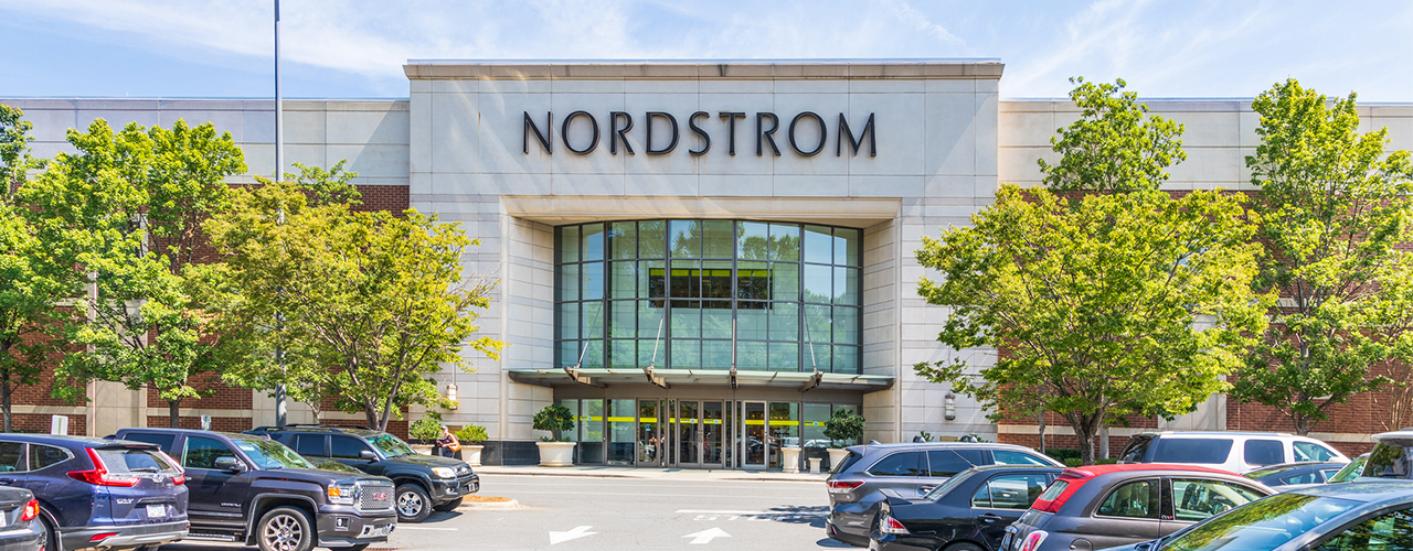 Nordstrom Storefront Outdoors Summer Day Inbody trees parking lot
