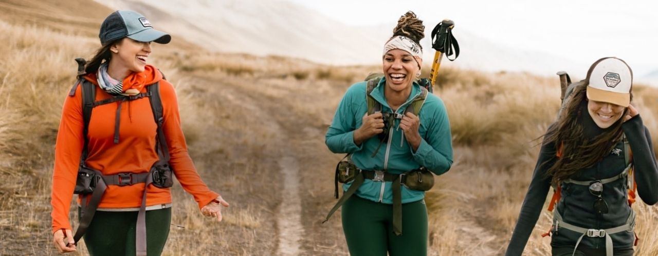 three girls hiking