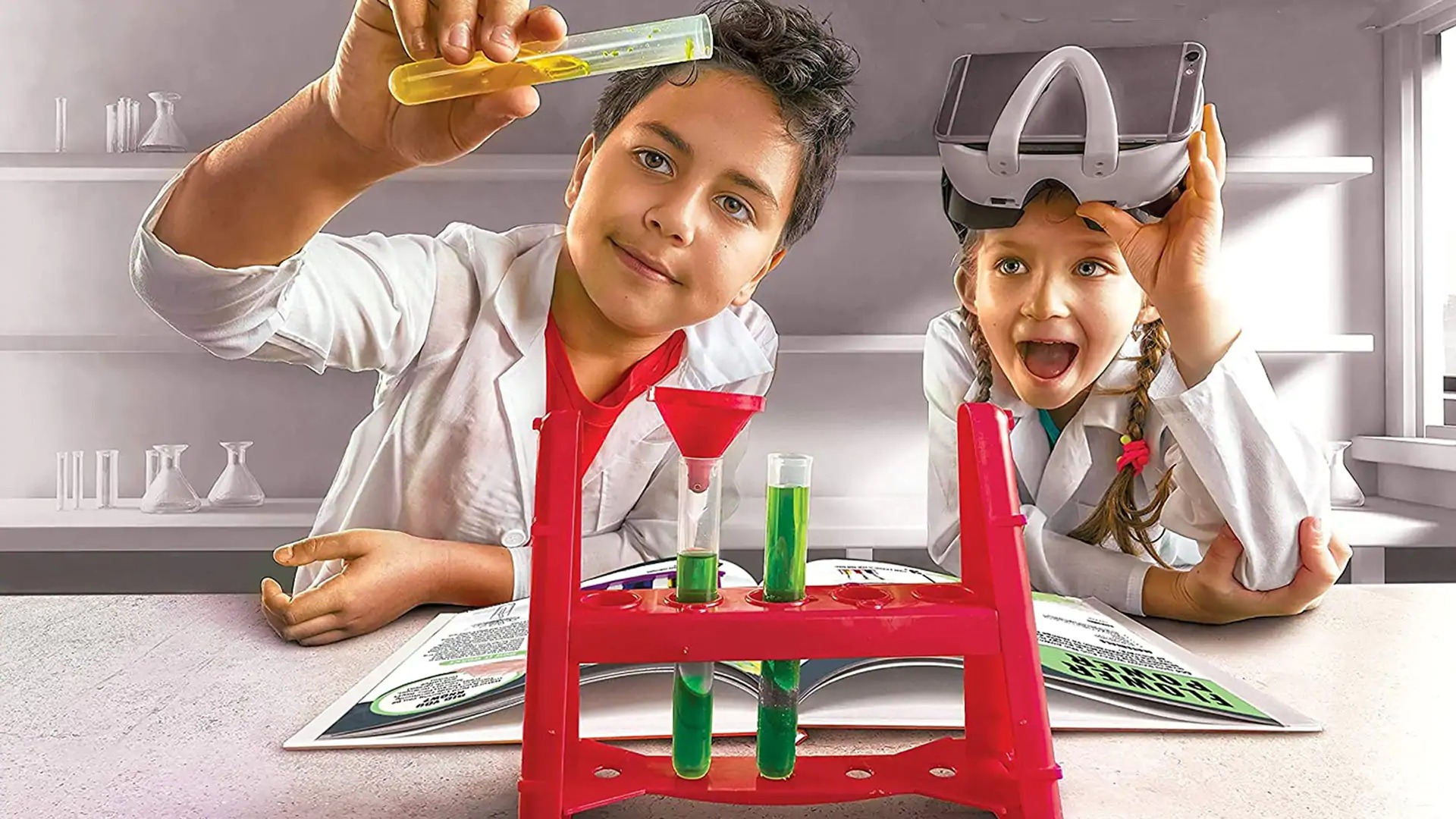 kids using a science kit
