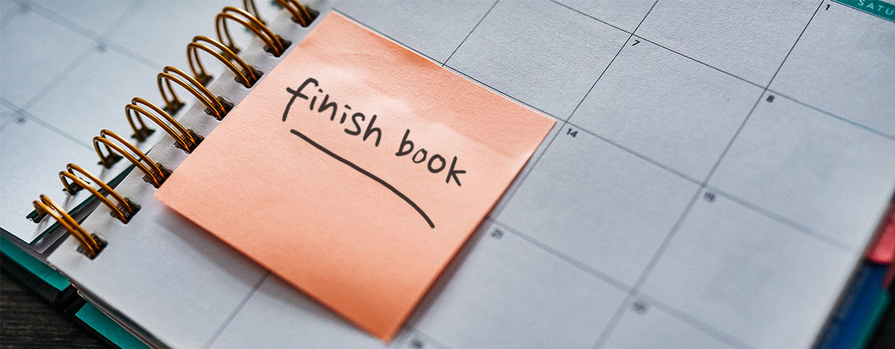 Finish book written on sticky note in calendar inbody