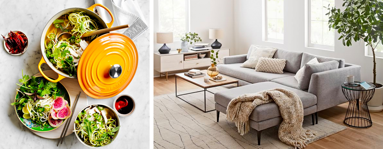 inbody williams sonoma westelm Andes 3-Piece Chaise Sectional Le Creuset Signature Enameled Cast Iron Essential Oven