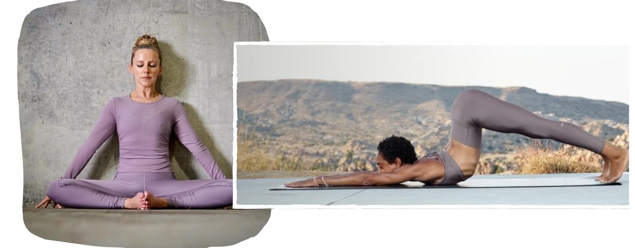 collage of alo yoga models