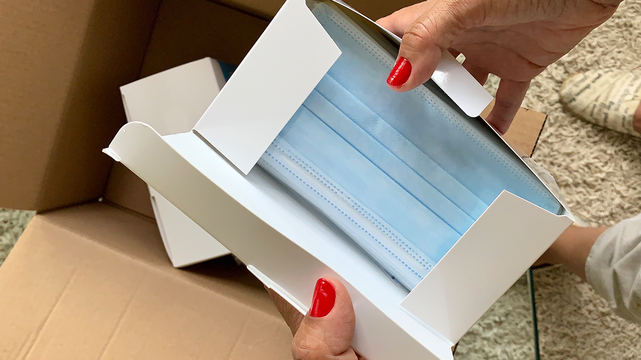box of disposable face masks