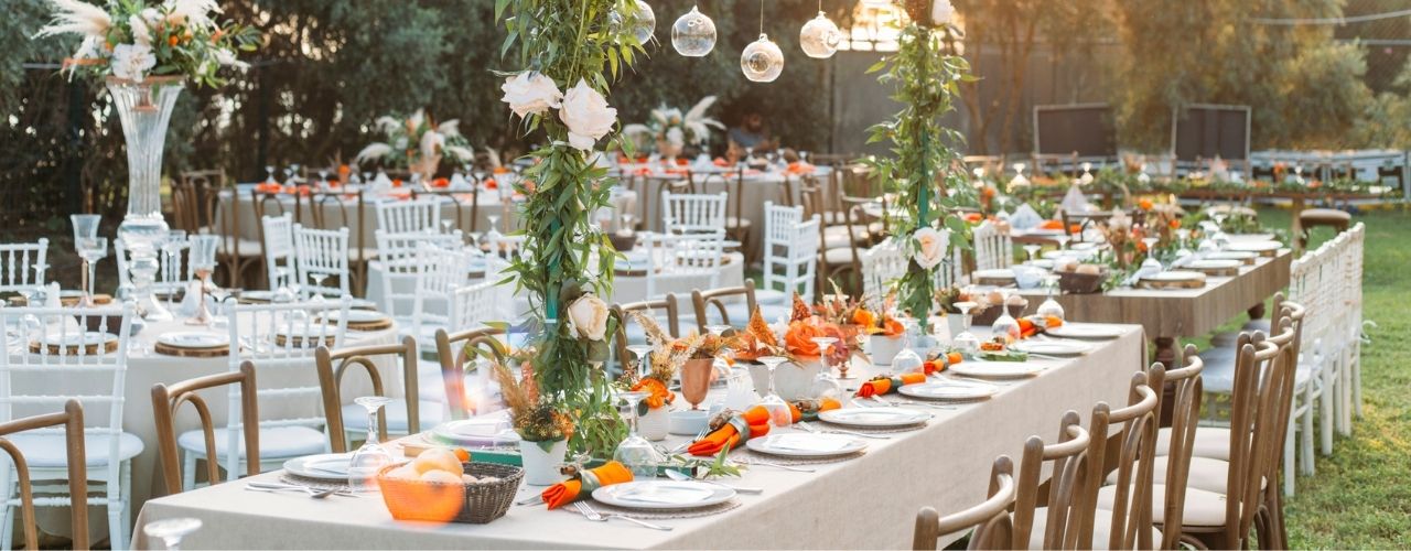 Table setting for an event party or wedding reception