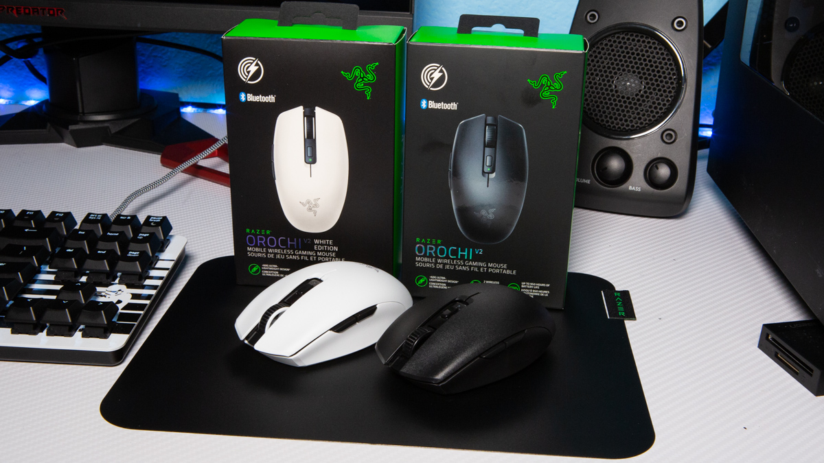 Black and white Razer Orochi V2 mouse