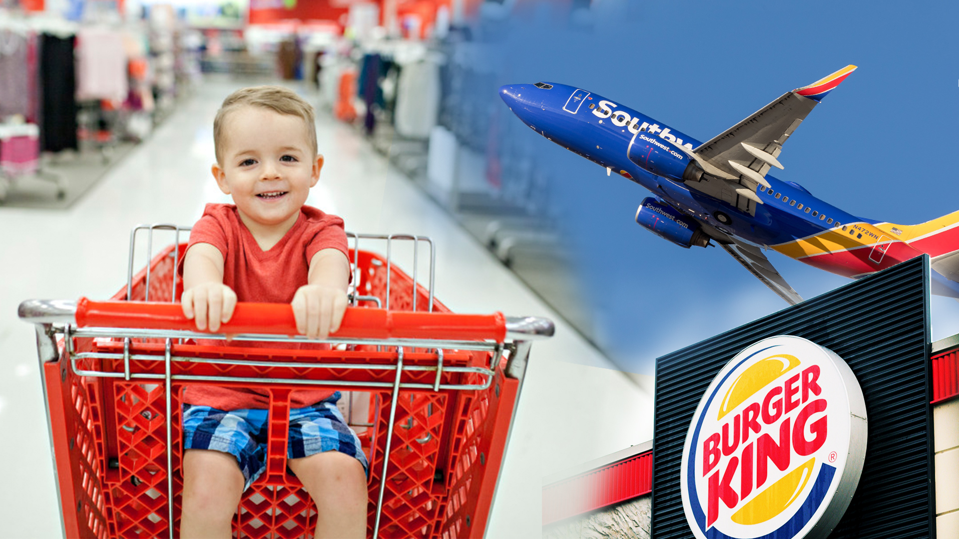 target, southwest airlines, burger kind