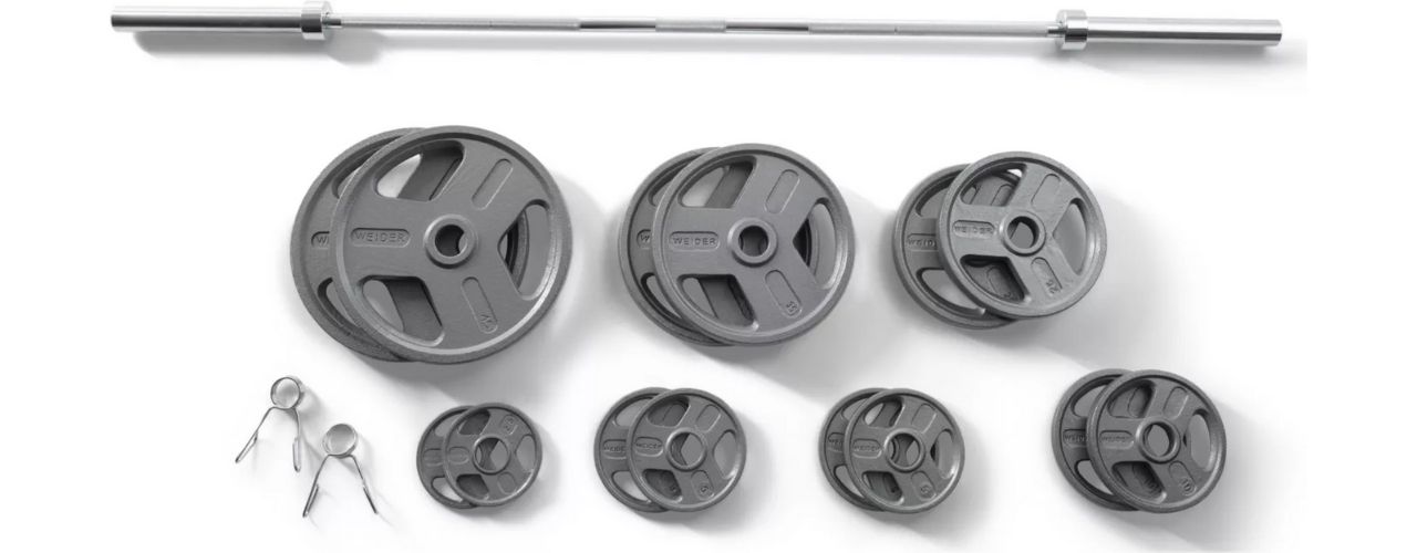 Weider 300 lbs. Cast Iron Weight Set with Hammertone Finish