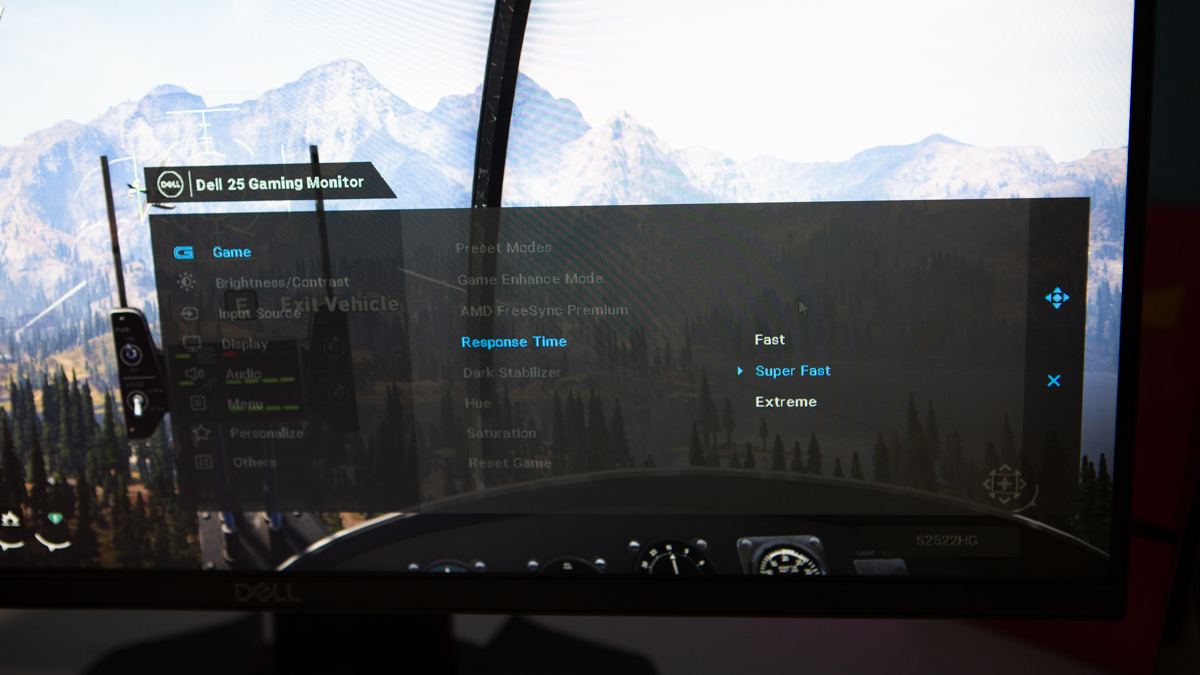 dell 25 gaming monitor OSD