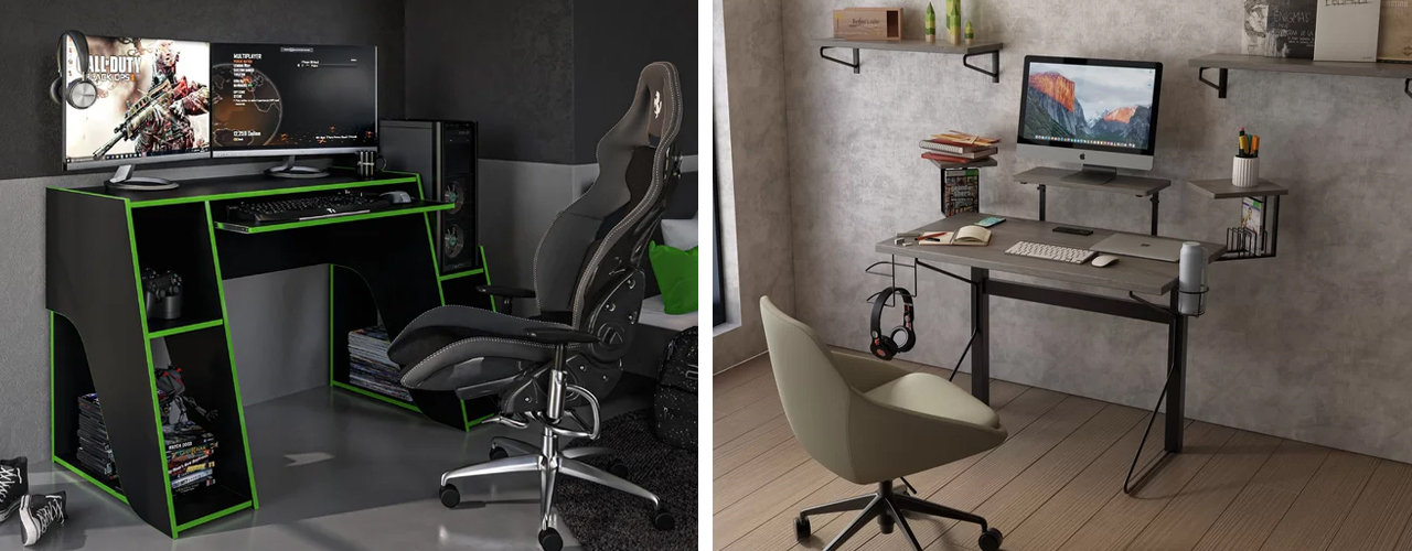 various wayfair gaming desks in home against wall background 1