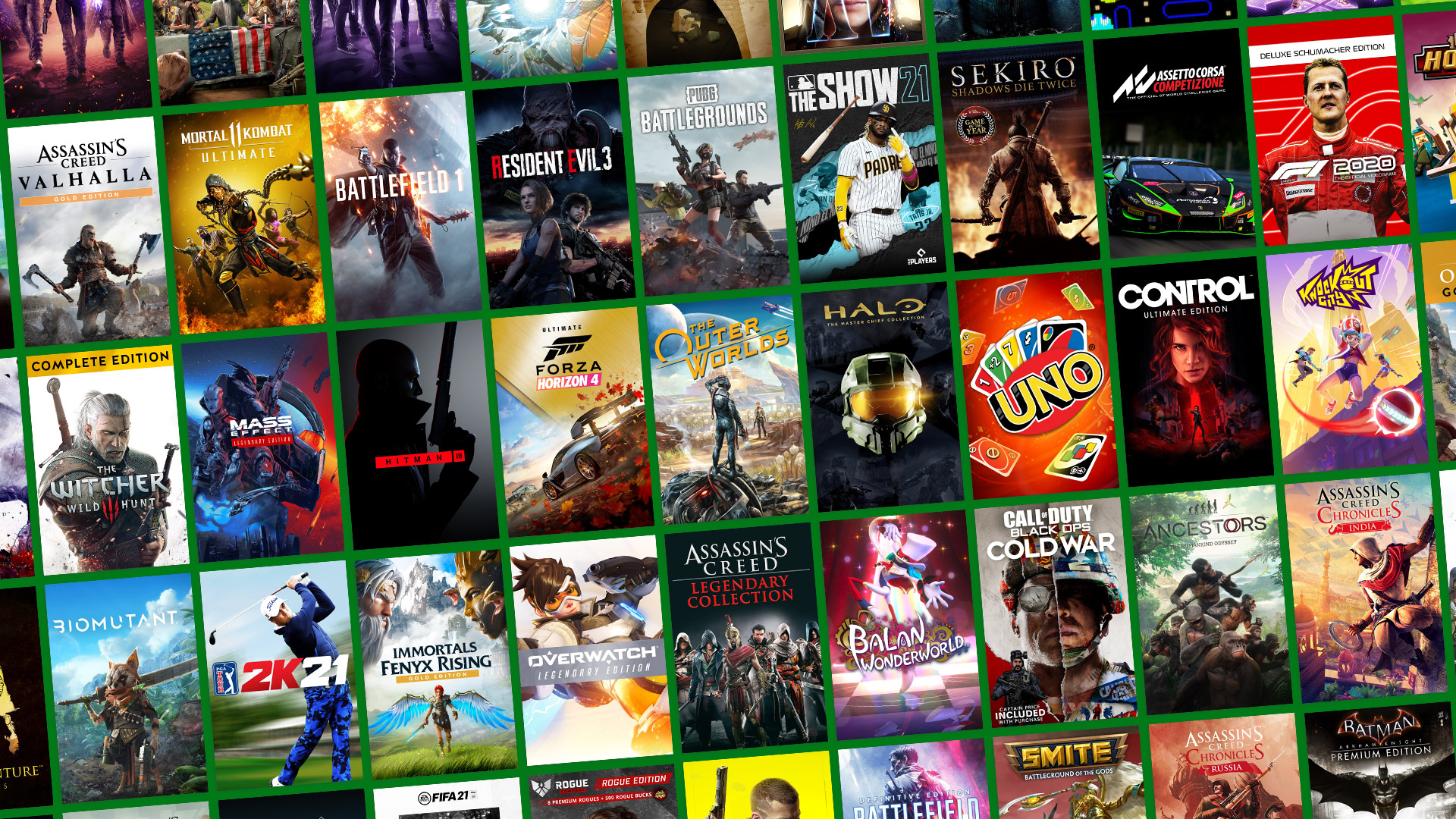 many xbox games on green background tiled hero slickdeals