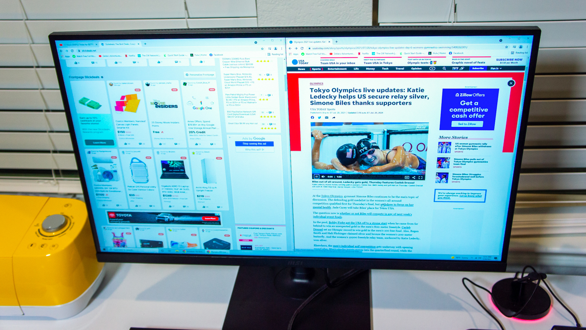 msi modern monitor browsing the web