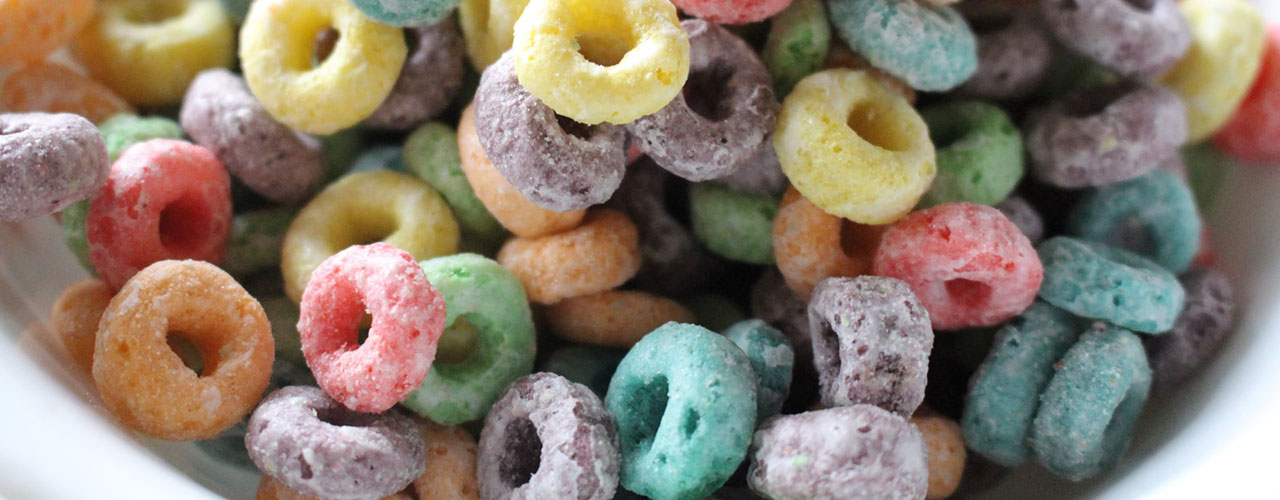 bowl of colorful cereal