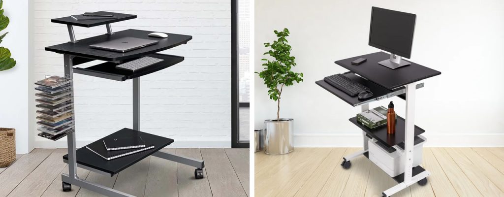 Compact Computer Cart With Storage and McClanan Laptop Computer Cart or Stand