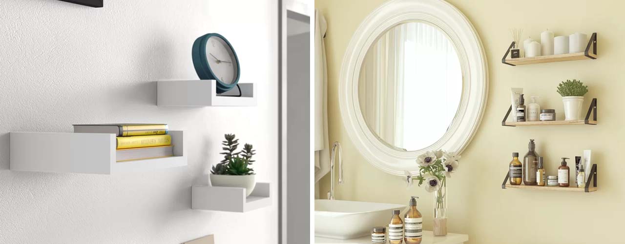 Gerika Solid Wood Bracket Shelf and Wickes 3 Piece Floating Shelf