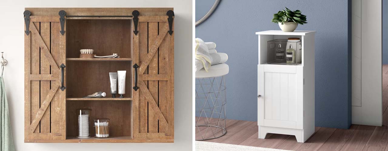 Wall Mounted Bathroom Cabinet in fancy bathroom and Free-Standing Bathroom Cabinet