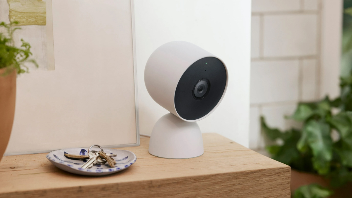 nest cam on a shelf