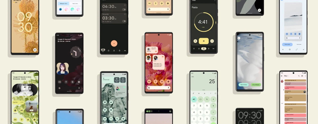 new google os system on pixel 6 on grey yellow background inbody