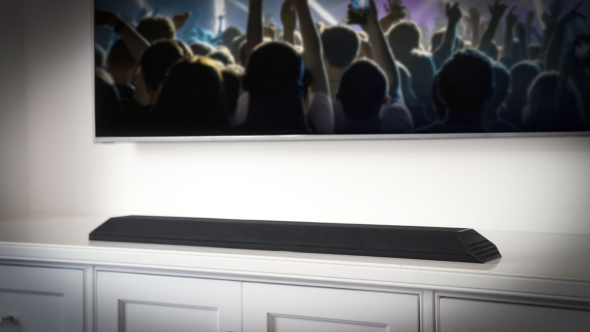 Vizio soundbar under tv with concert