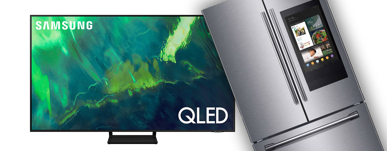 SAMSUNG 65-inch Class QLED Q80T Series and refrigerator
