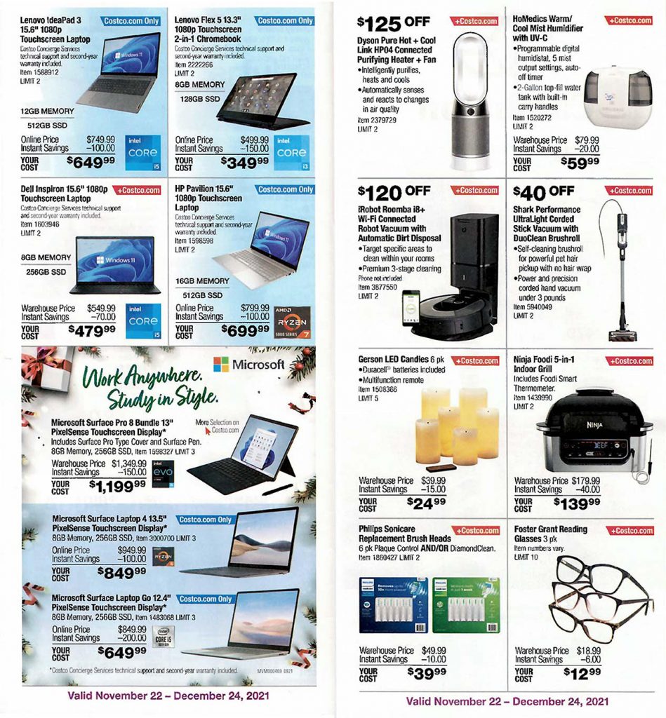 screenshot from the costco coupon book for december 2021