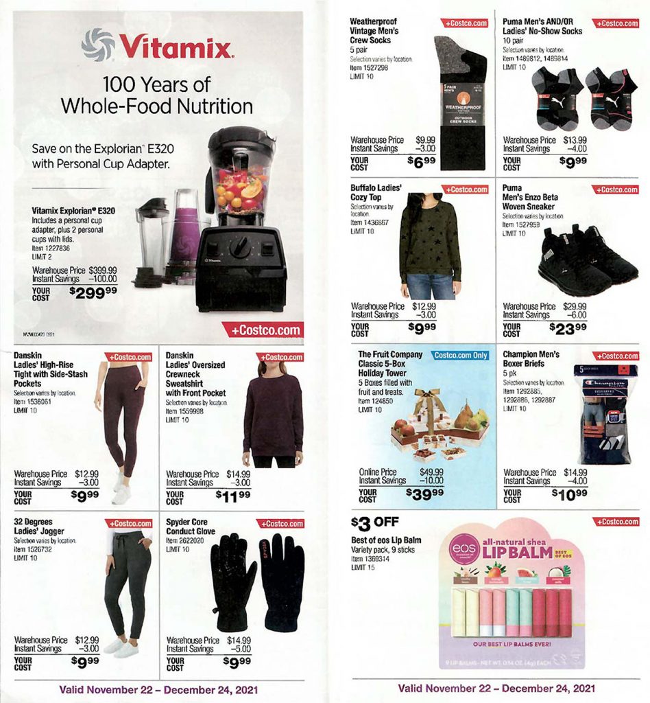 screenshot from the costco coupon book for december 2021