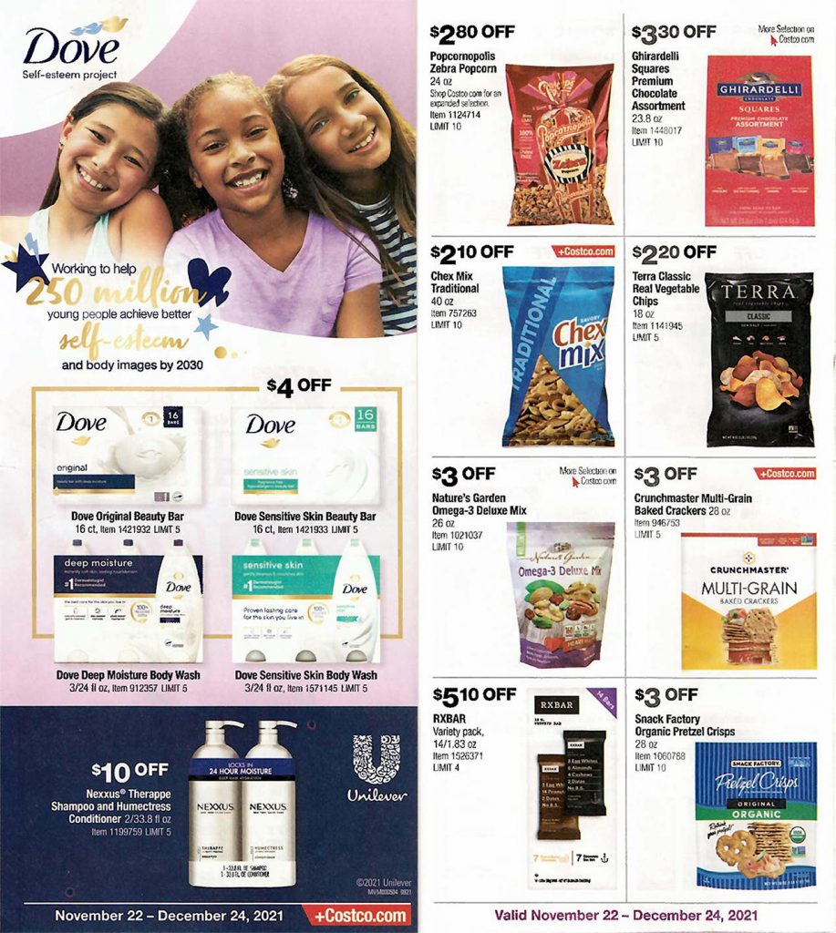 screenshot from the costco coupon book for december 2021