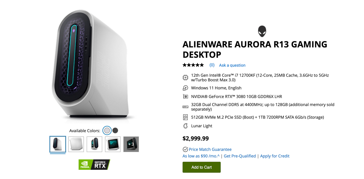 alienware aurora r13 gaming desktop