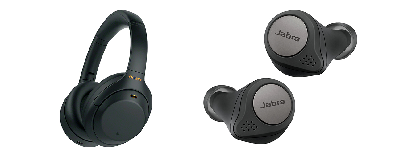 Sony - WH-1000XM4 Wireless Noise-Cancelling Over-the-Ear Headphones, Jabra - Elite Active 75t True Wireless Noise Cancelling In-Ear Headphones