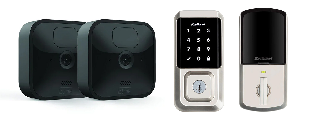 Blink outdoor cameras and kwikset electronic deadbolt