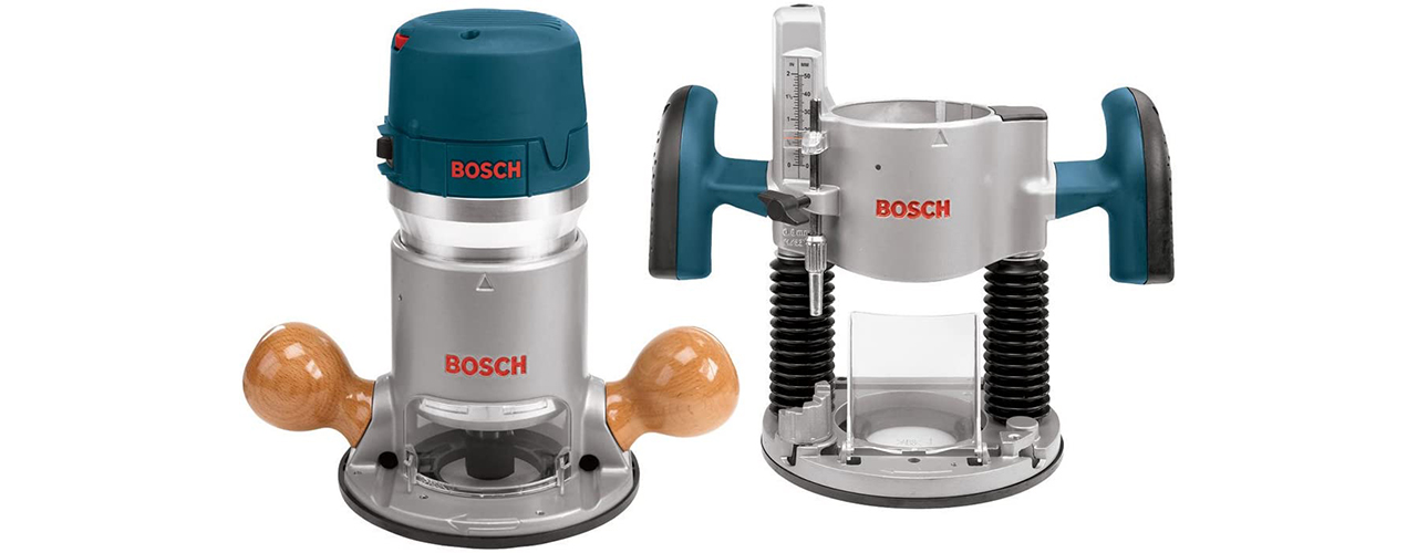 Bosch 1617EVSPK Wood Router Tool Combo Kit - 2.25 Horsepower Plunge Router & Fixed Base Router Kit with a Variable Speed 12 Amp Motor